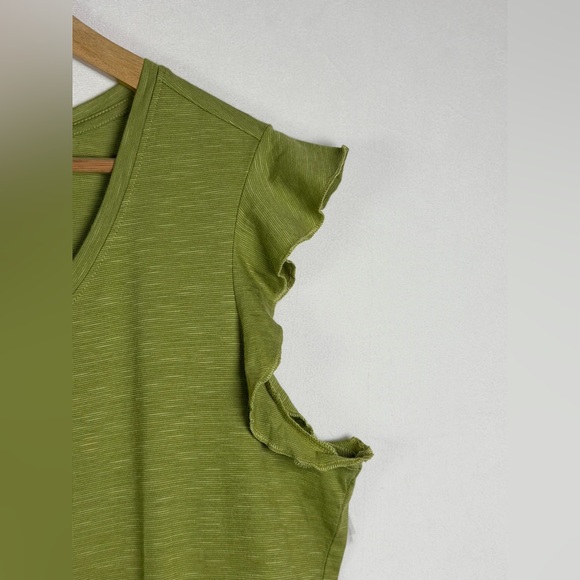 Toad&Co Women’s Green Organic Cotton Tencel Ruffle Sleeve Top Size L - Picture 5 of 8